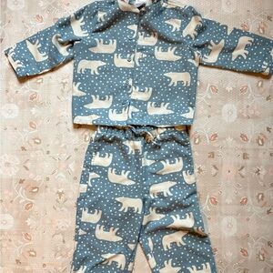 Kids Hannah Andersson 2T Blue and Cream Polar Bear Flannel Pajamas